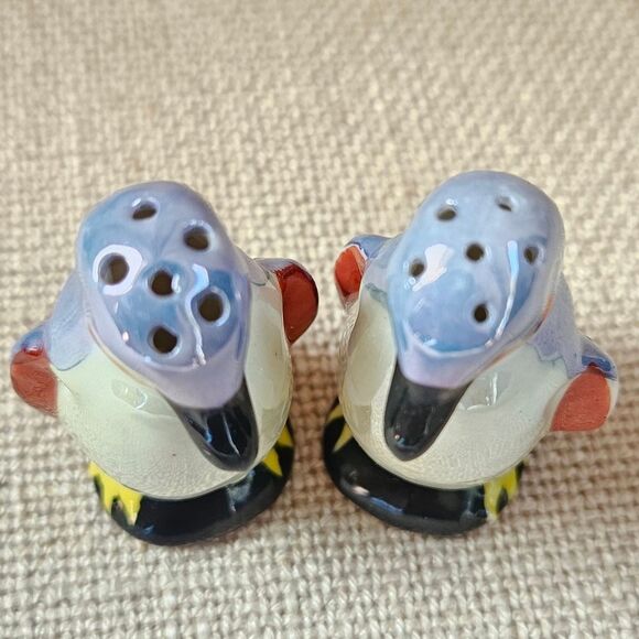 Vintage Japanese Lusterware Ceramic Penguin Puffin Salt & Pepper Shakers - Picture 3 of 8